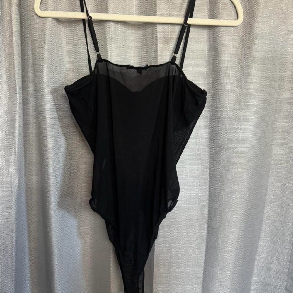 Chocolate Black Crystal-Embellished One-Piece Bodysuit - Picture 3 of 3